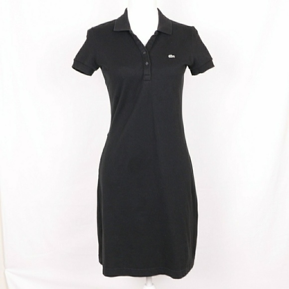 Lacoste Dresses & Skirts - LACOSTE Black Pique Polo Dress Short Sleeve 38